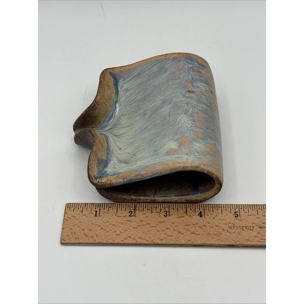 Stoneware Ceramic Sponge Holder & Soap Dish with Drip Spout - Reactive Glaze